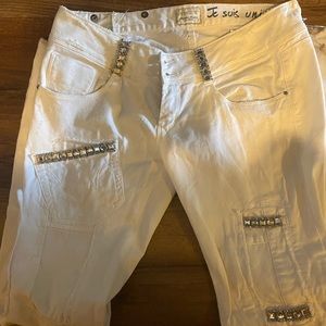 MET Italy embellished white jeans